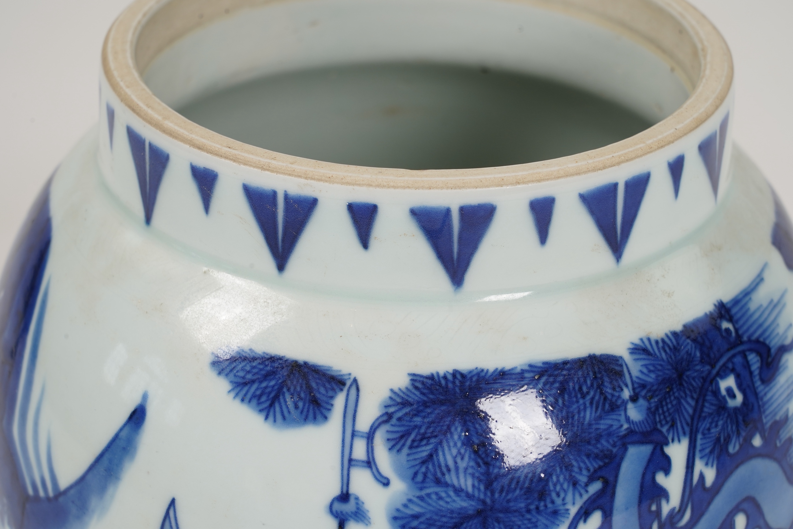 A Chinese blue and white lantern shaped vase, probably Chongzhen period